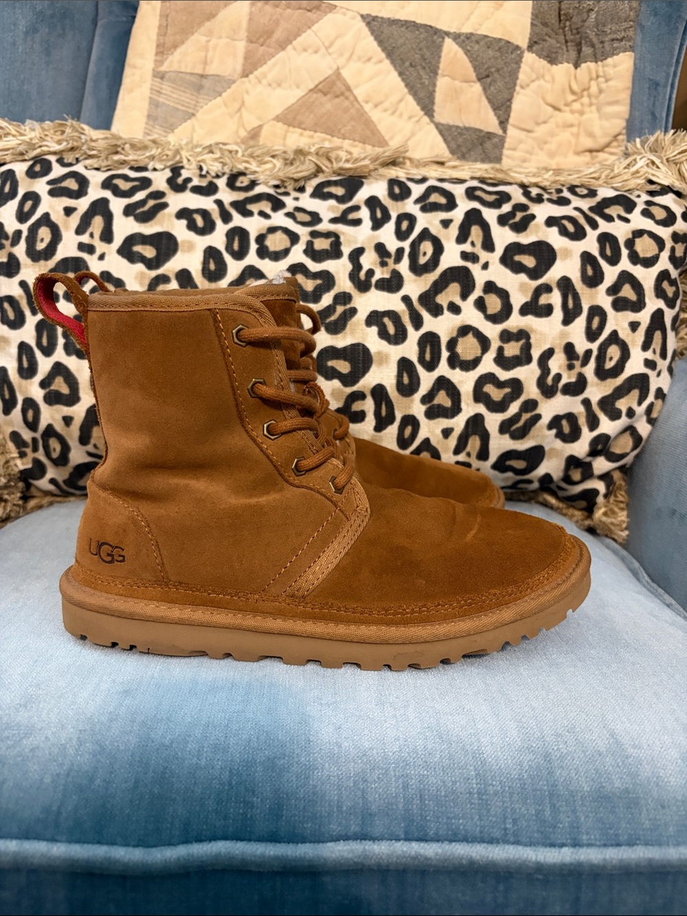 UGG Harkley Chestnut Brown Suede Lace-Up Boots